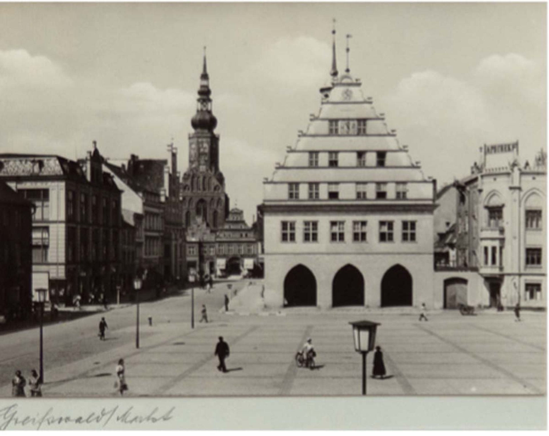 "Greifswald - Marktplatz", Foto im Rahmen, 17,5x23,5 cm, hinter Glas im Rahmen