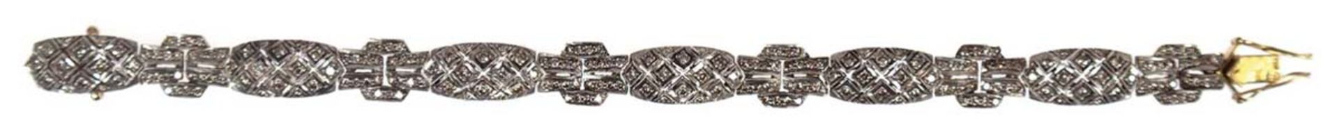 Armband im Art Deco-Stil, 750er Gold und Silber, Brillanten von zus. ca. 3,3 ct., L. ca.19 cm, B.