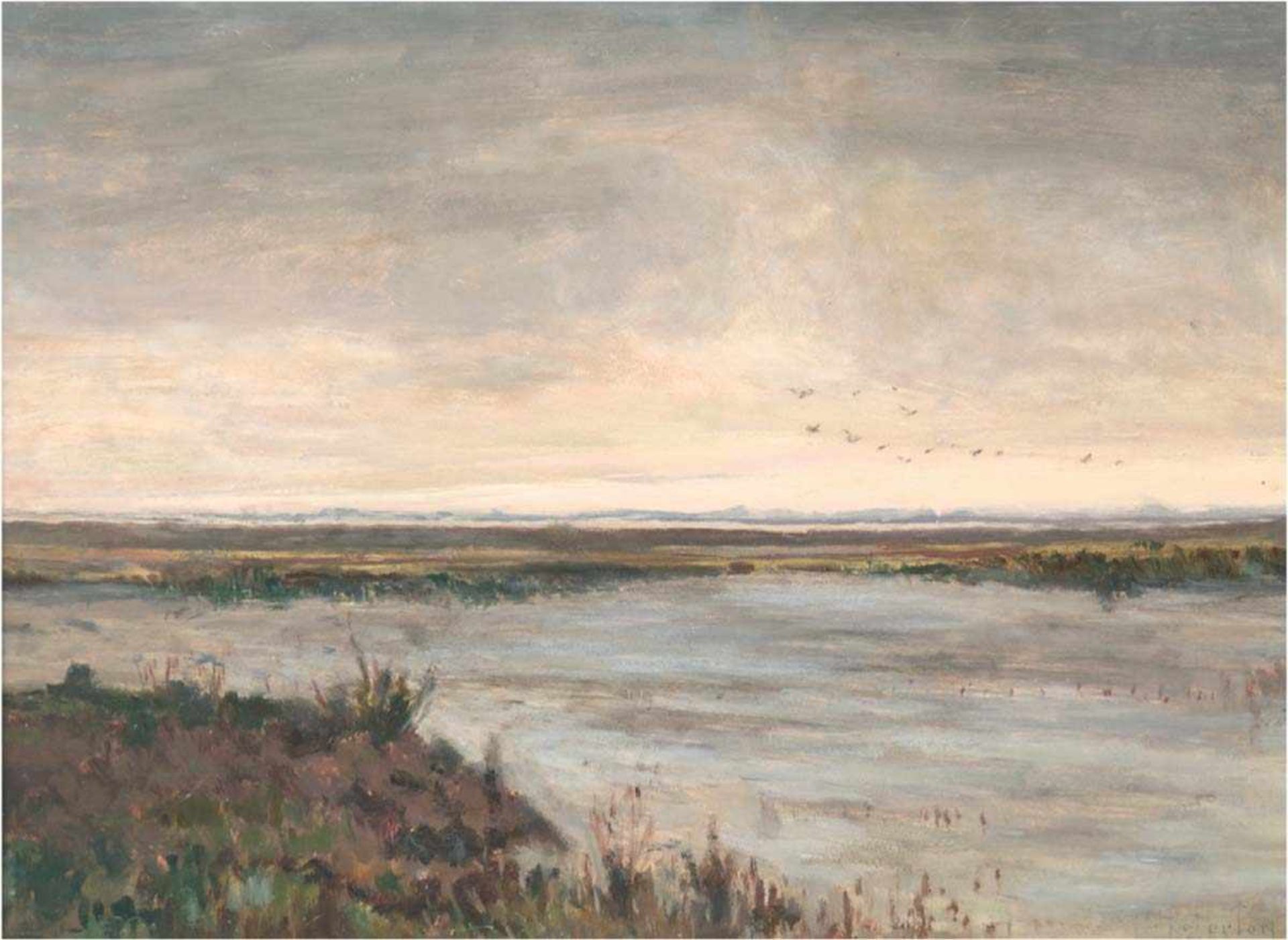 Petersen, Heinrich (1881Schleswig-1958 Kiel) "Einsamer Moorsee", Öl/Mp., 39x50 cm, Rahmen