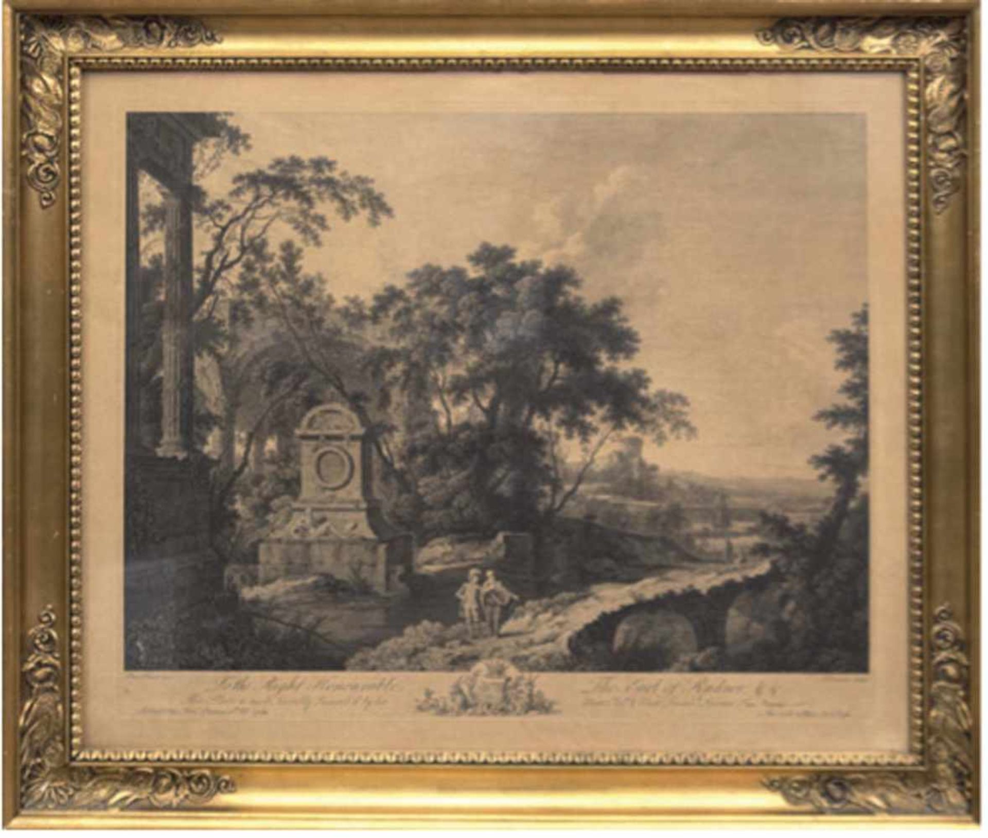 Vivans, Francois (1709-1780) "Landschaft", Radierung, mittig bez., 38x49,5 cm, hinterGlas, Rahmen
