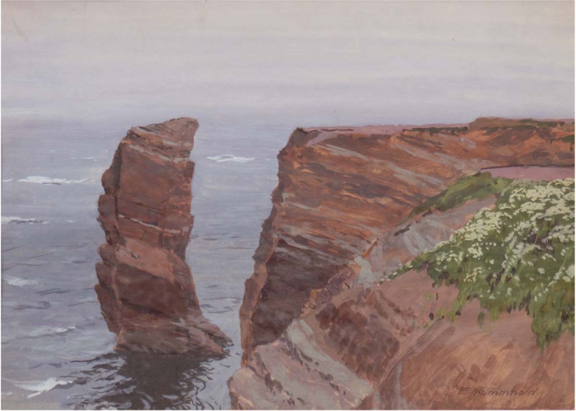 Frommhold, Ernst (1879 Leipzig-1955 ebenda) "Helgoland- Lange Anna", Aquarell, 24x32 cm,im