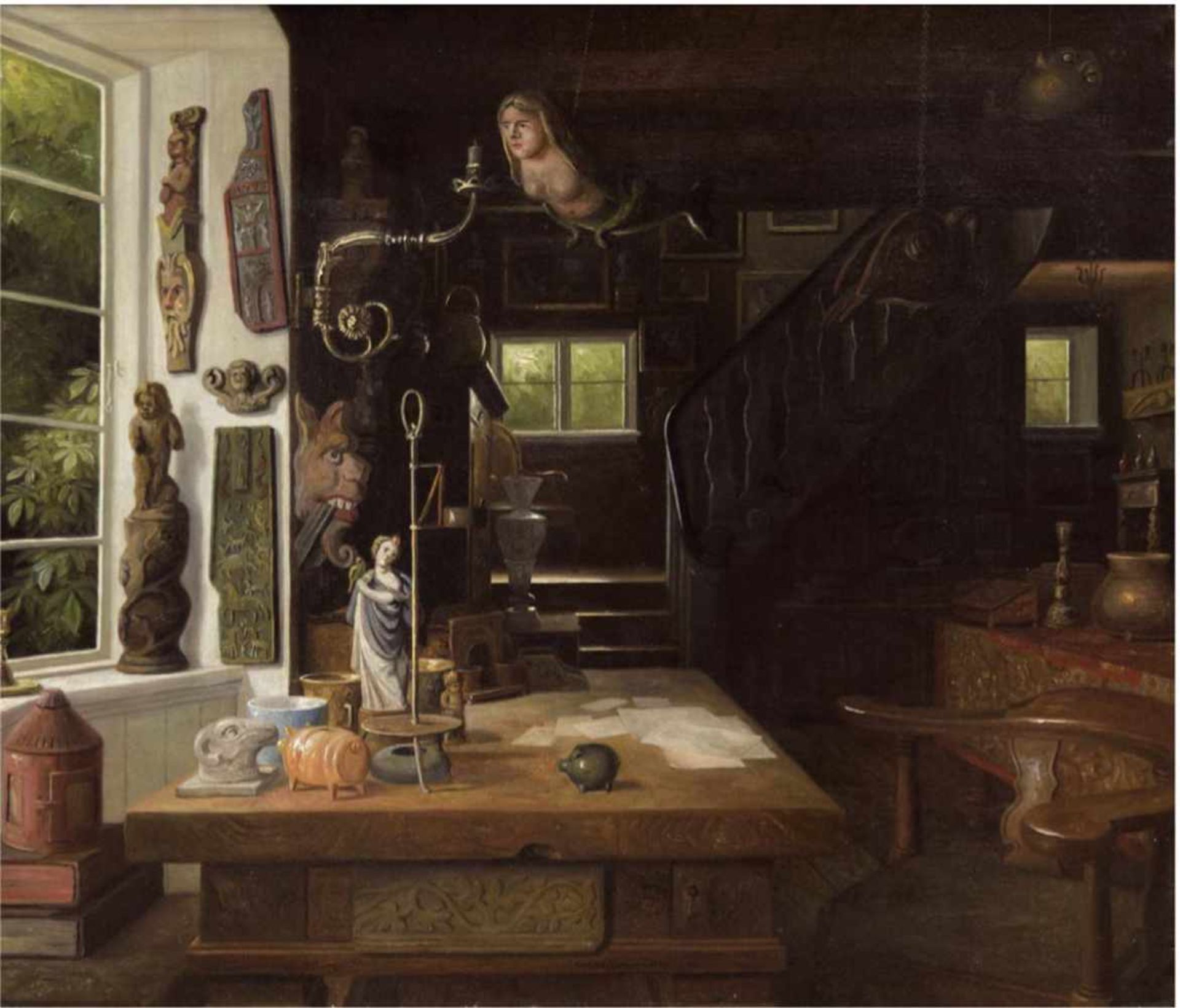 Tilemann-Petersen, Christian (1874 Kopenhagen-1926 ebenda) "Interieur", Öl/Lw., mittigsign., 49x58