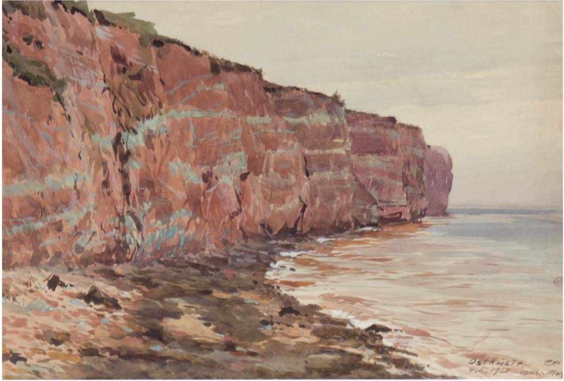 Frommhold, Ernst (1879 Leipzig-1955 ebenda) "Helgoland- Ostküste", Aquarell, 24x34 cm,