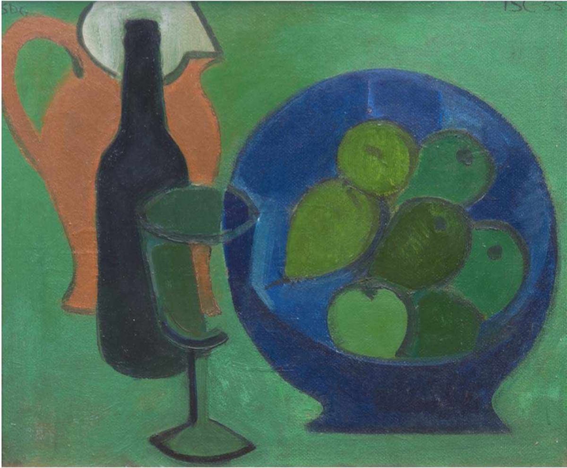 Sparre-Christensen, John (1921-1999), "Stilleben mit Krug und Wein", Öl/Mp., monogr. r.o.u. dat.