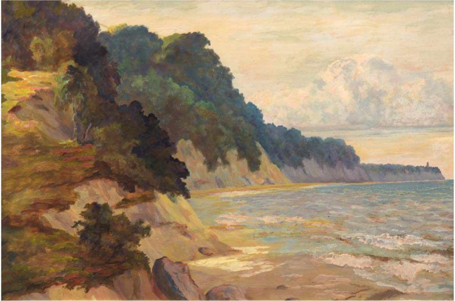 Landschaftsmaler des 20. Jh. "An der Steilküste", Öl/Mp., 38x55 cm, Rahmen