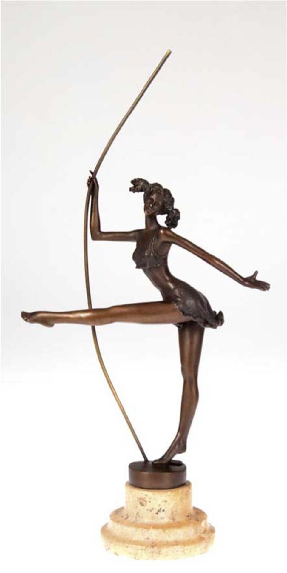 Bronze-Figur "Tänzerin am Seil", Nachguß 20. Jh., signiert "Milo", braun patiniert,Gießermarke "J.B.