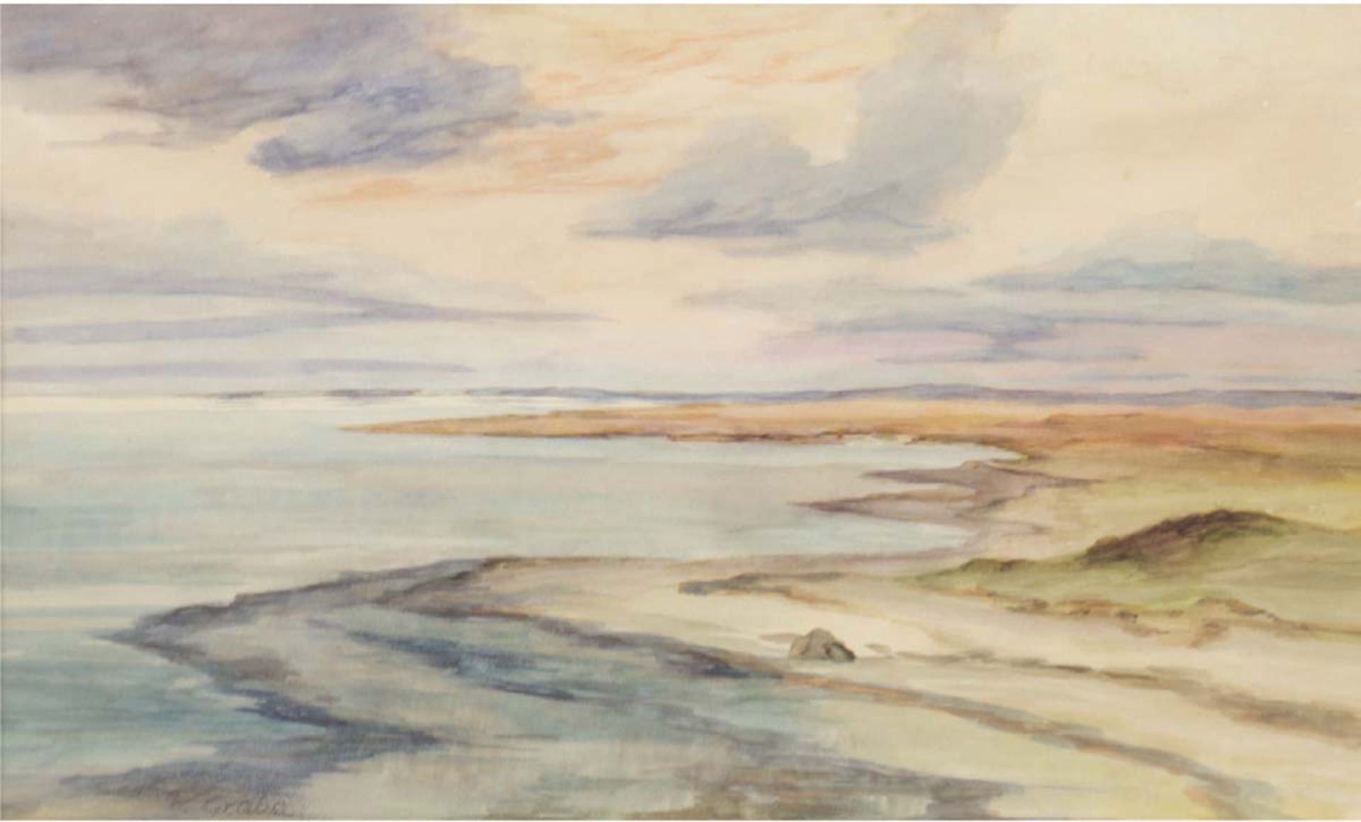 Graba, Willy (1894-1973) "Meer und Ufer", Aquarell, sign.u.l., 30x46 cm, hinter Glas,Rahmen