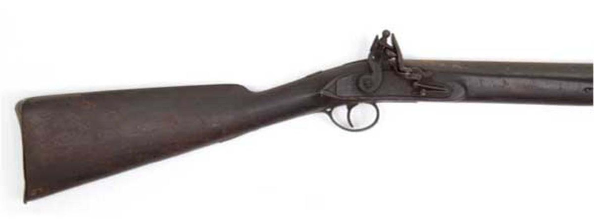 Vorderlader-Gewehr, mit Perkussinsschloß, Schaftung aus Eisen, L. 138 cm