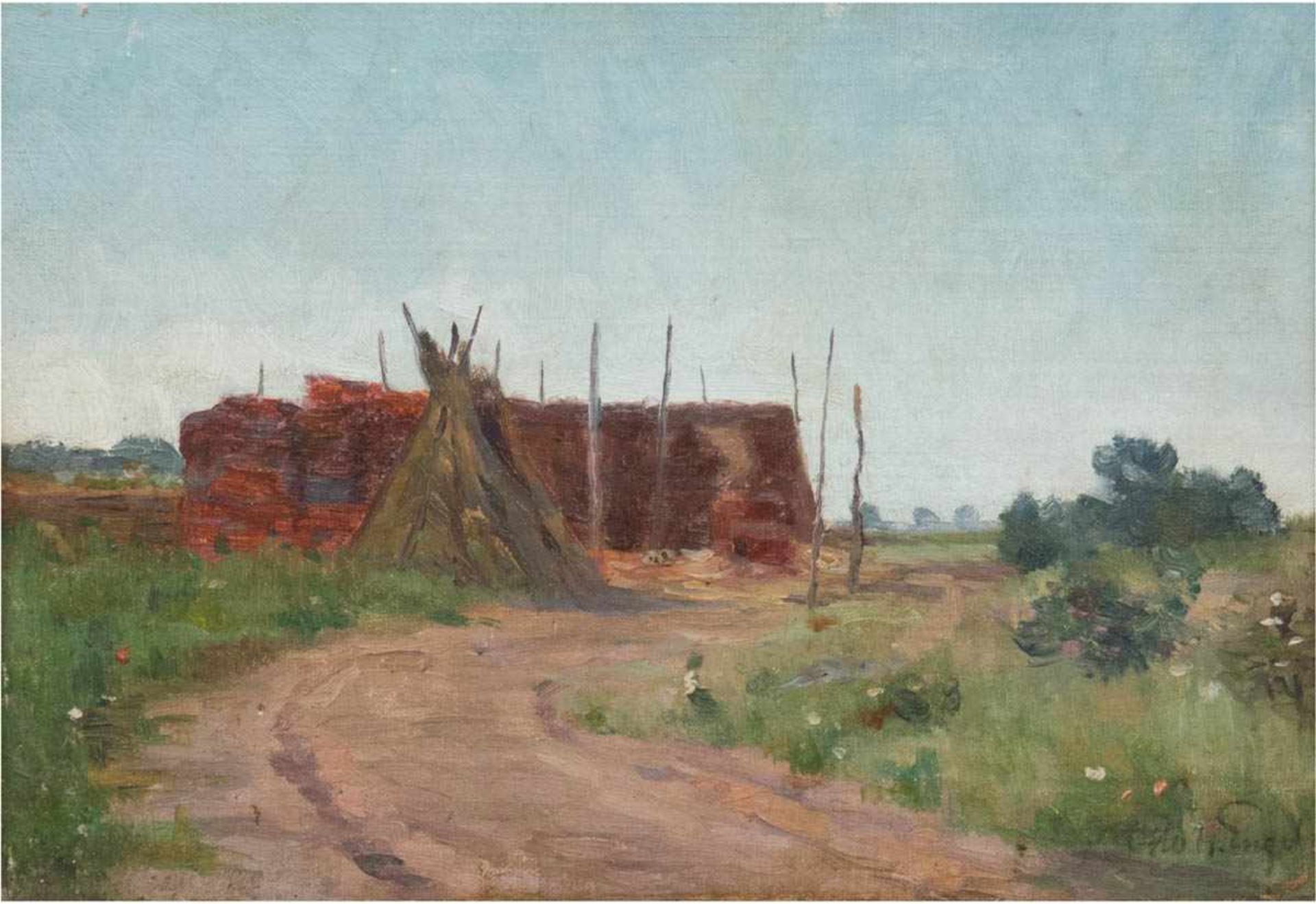 Engel, Otto Heinrich (1866 Erbach-1945 Glücksburg) "Landschaft" Öl/Lw/Holz, sign. u.r., 23x32 cm,