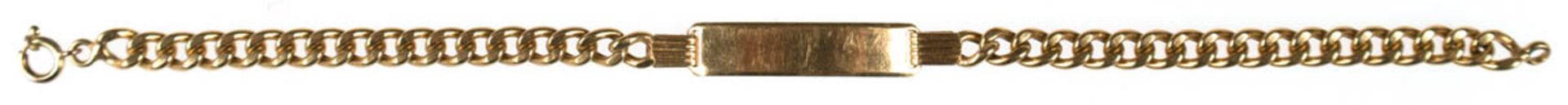 Armband mit Namenschild (ungraviert), 750er GG, Panzerkette, ca. 10,5 g, L. 21,5