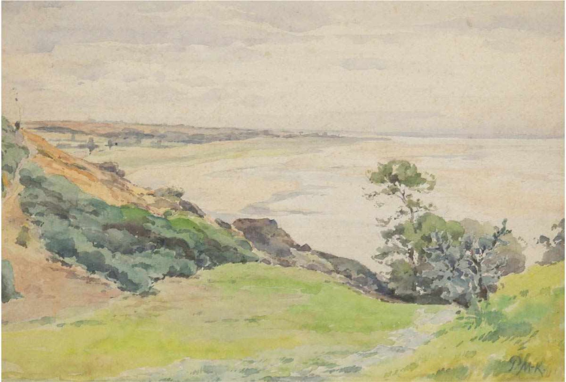 Müller-Kaempff, Paul (1861 Oldenburg-1941 Berlin) "Ostseeküste bei Ahrenshoop", Aquarell,