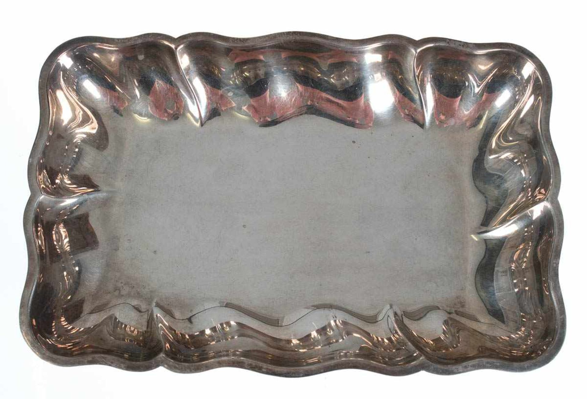 Schale im Barockstil, 830er Silber, geschweifte Form, ca. 430 g, L. 28 cm, B. 18,5 cm