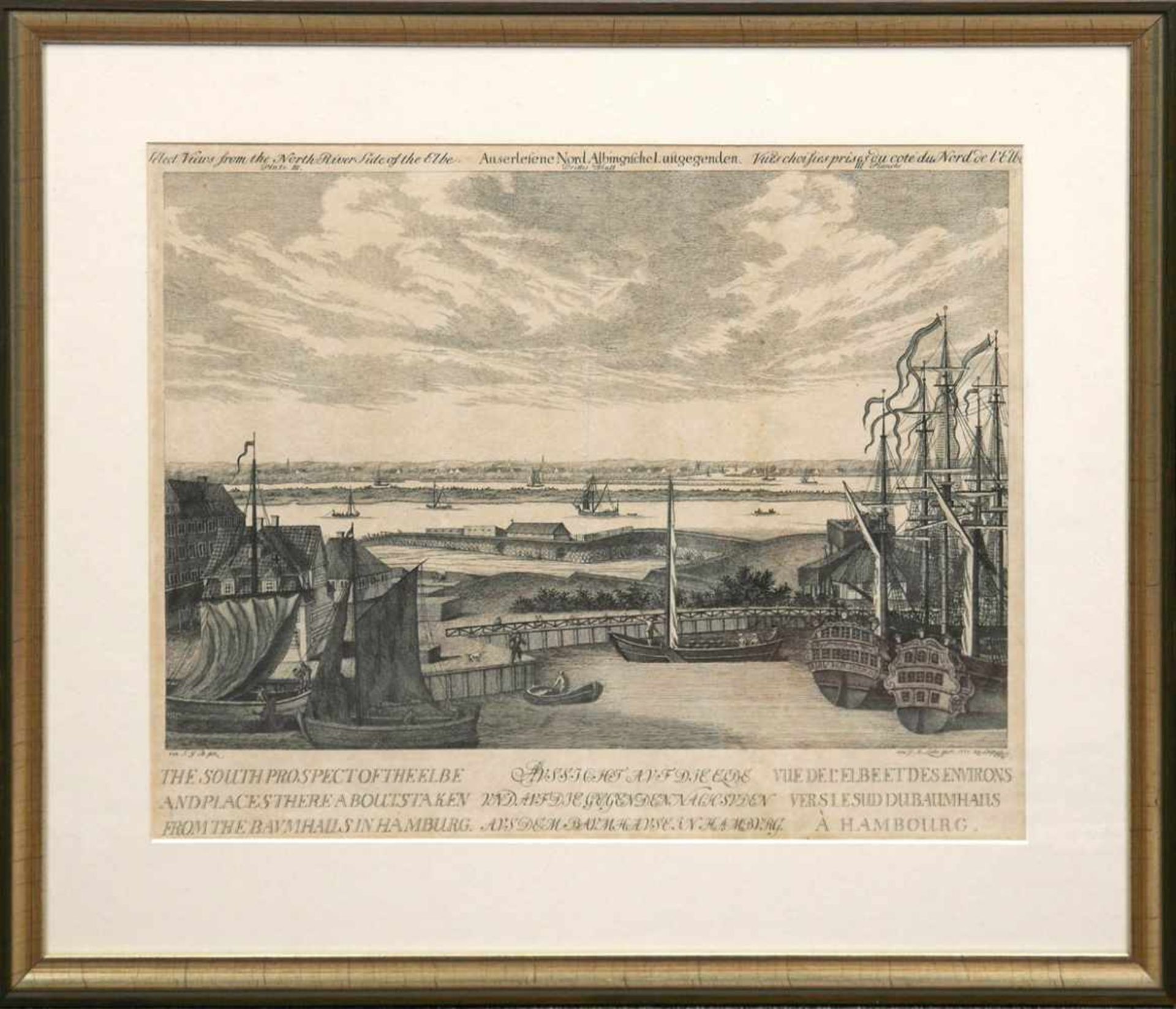 Liebe, G. A. "Ausgewählte Ansicht von der Nordseit der Elbe ", bez. o.l. und sign. u.r.,dat. 1771 zu
