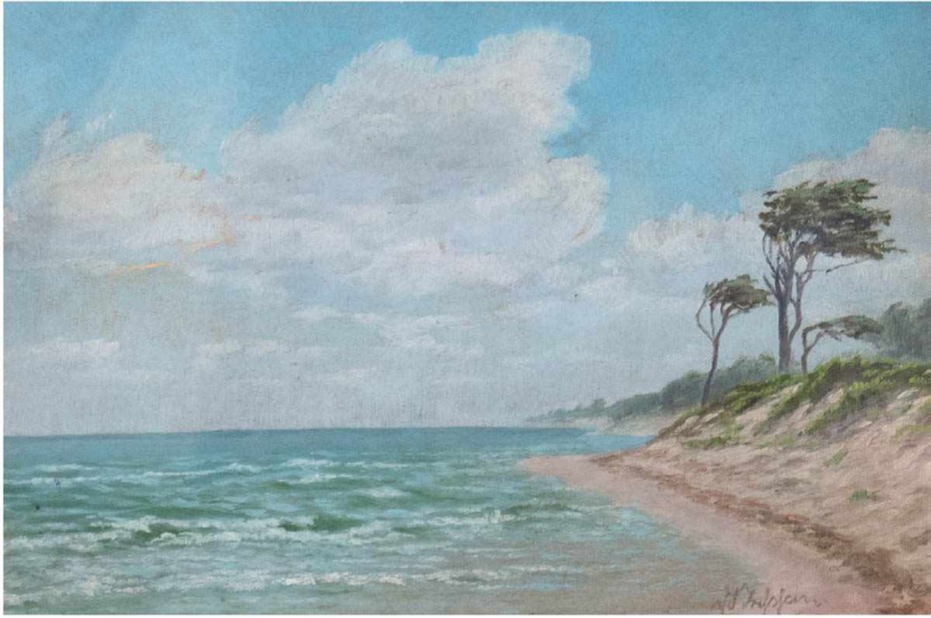 Strohschein, Dorothea (1883 Dirschen/Westpreußen-1967 Berlin) "Windflüchter aufHiddensee",