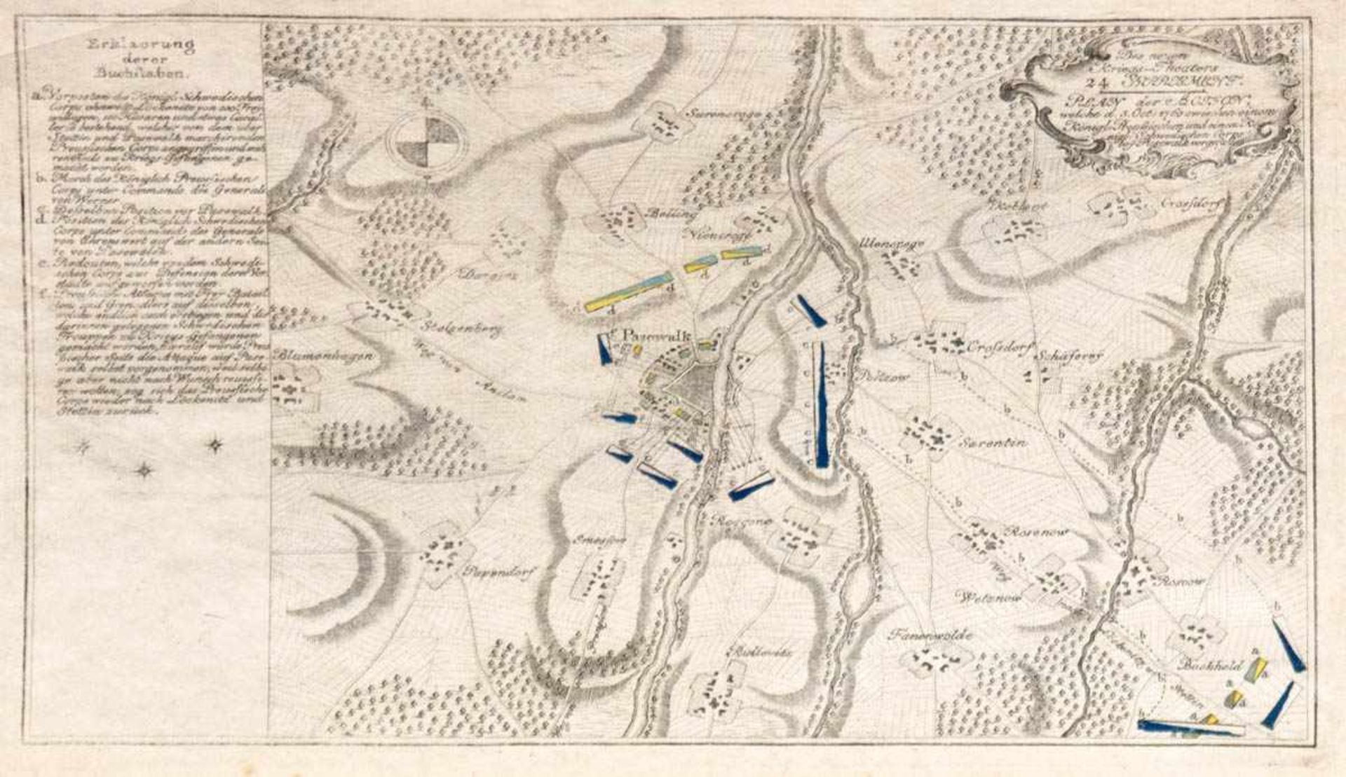 Landkarte Pommern "Plan der Action, welche 1760 zwischen einem Königl. Preussischem undeinem Königl.