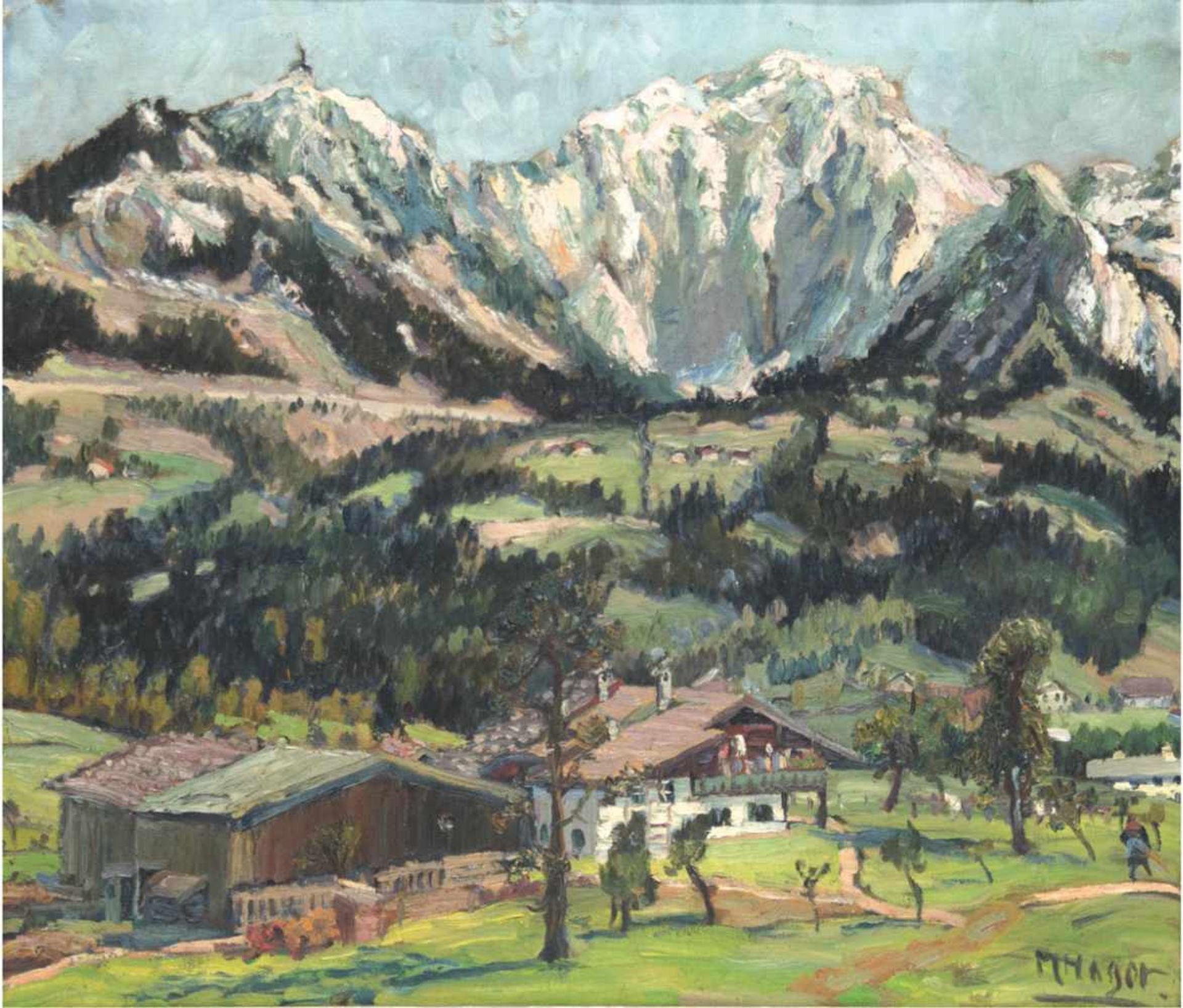 Hager, Marie (1872 Penzlin-1947 Stargard) "Berchtesgardener Land", Öl/Lw., sign. u.r.,66x74,5 cm,