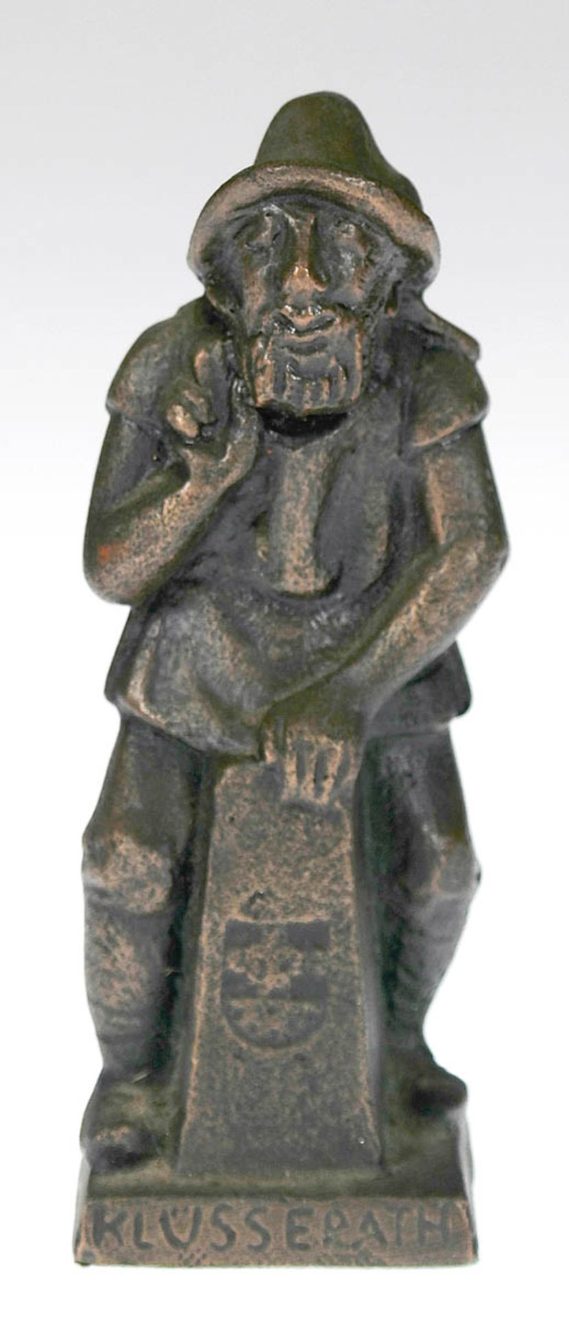 Bronzefigur "Rudemsmännchen aus Klüsserath", braun patiniert, Wahrzeichen, H. 14 cm