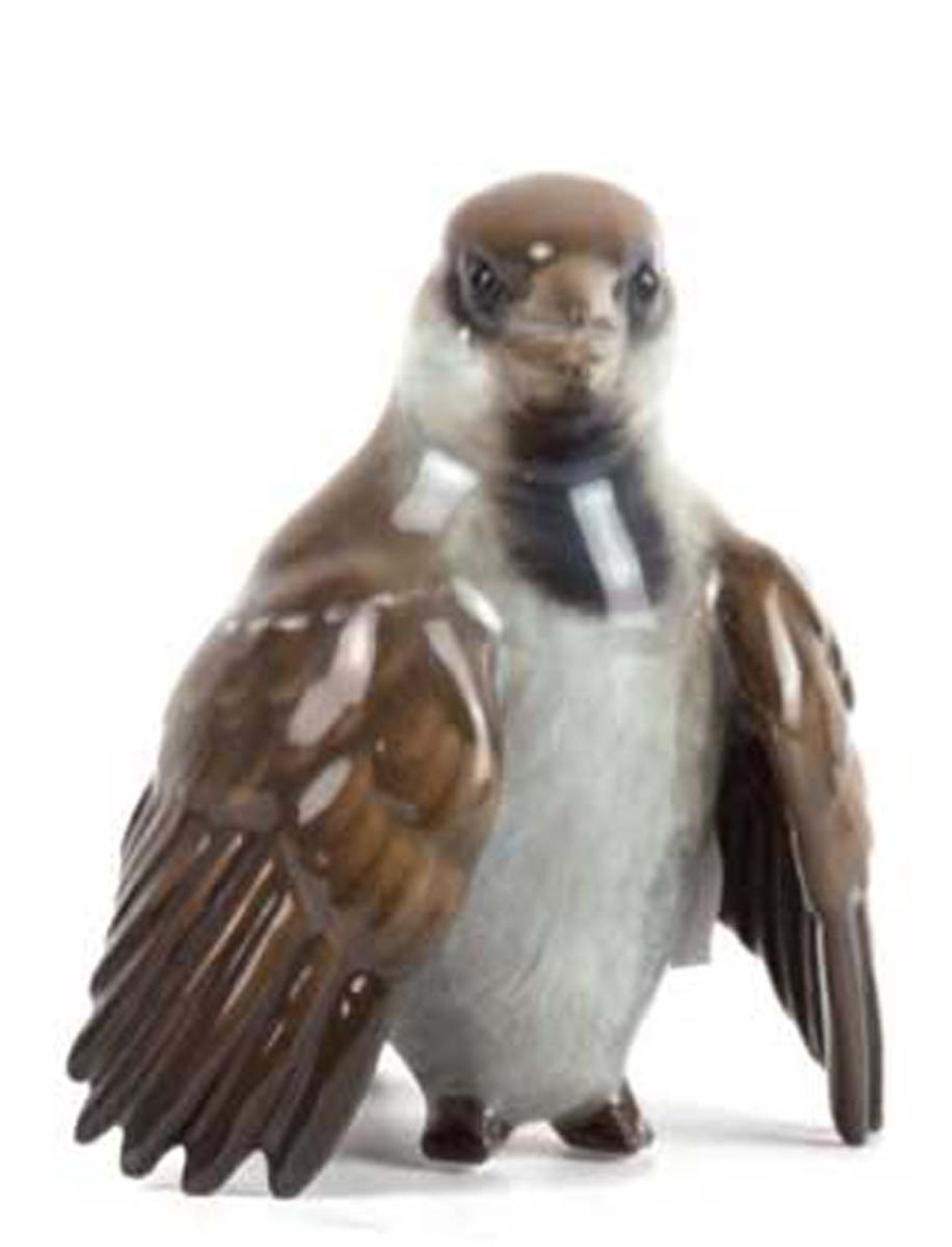 Figur "Spatz", Rosenthal, polychrom bemalt, H. 9,5 cm