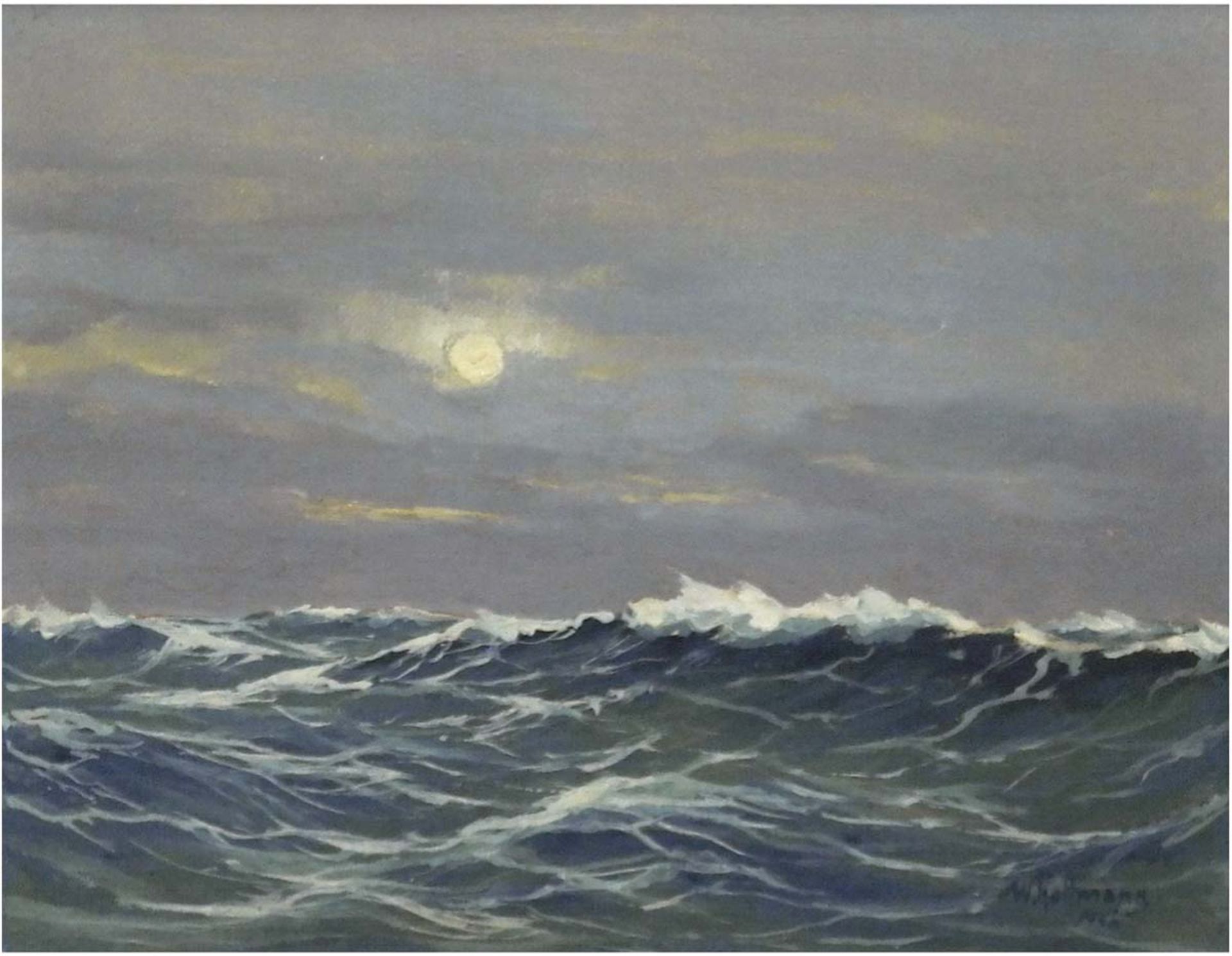 Hoffmann, W. (1897-1986) "Ostsee im Sonnenaufgang", sign. und dat. 1946, 20x25 cm, Rahmen