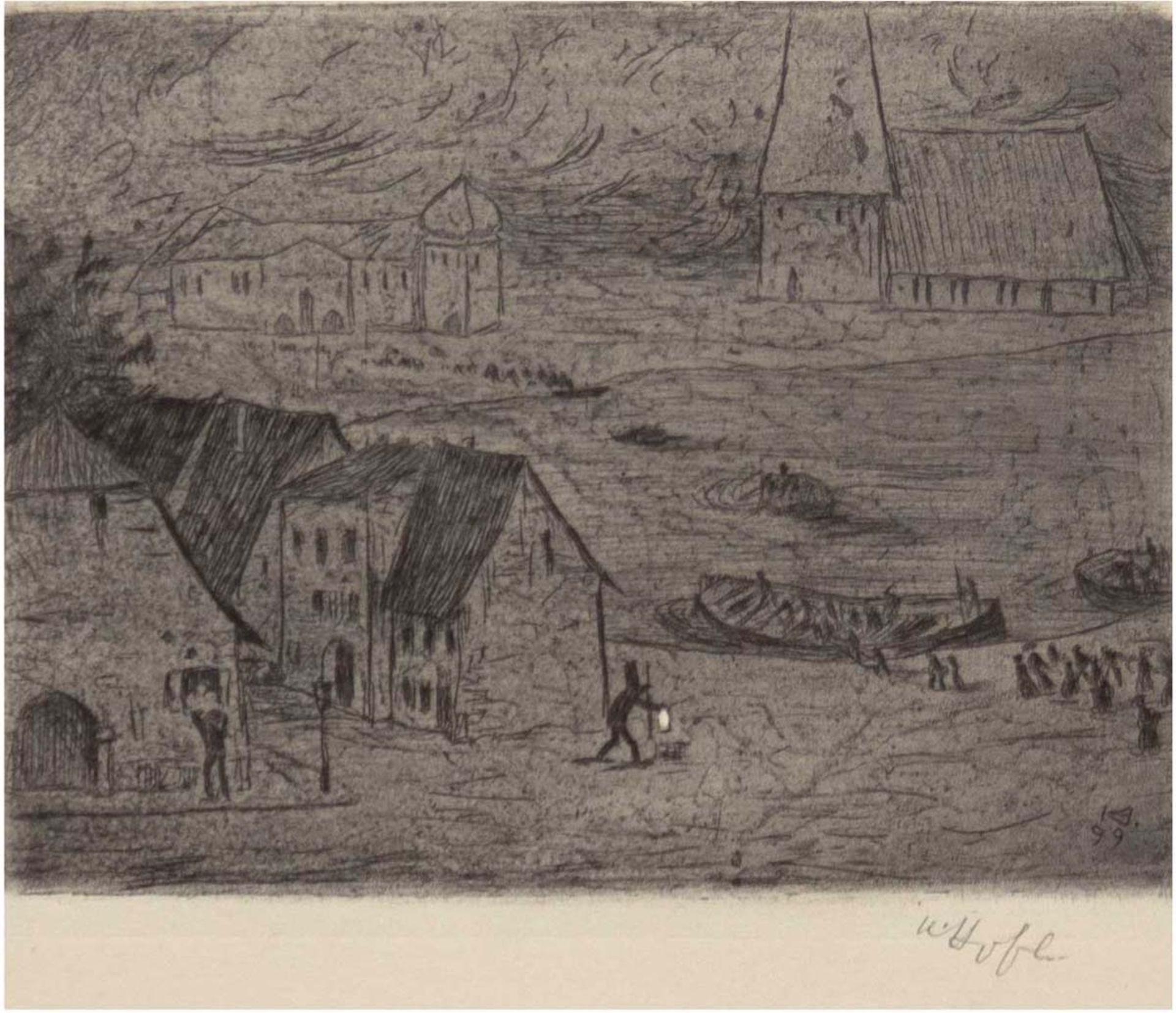 Hofer, Karl (1878-1955) "Nächtliche Überfahrt", Radierung auf Papier, 1899, sign. untenrechts, WVZ