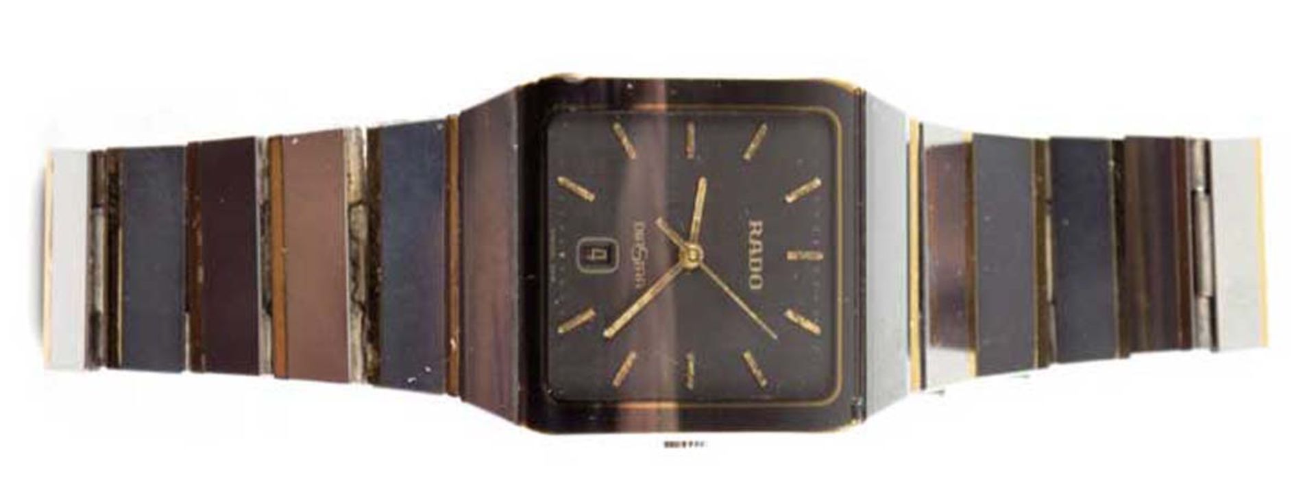Herren-Armbanduhr, Rado-DiaStar, Swiss 018, Quarzwerk, graues quadratisches Zifferblattmit