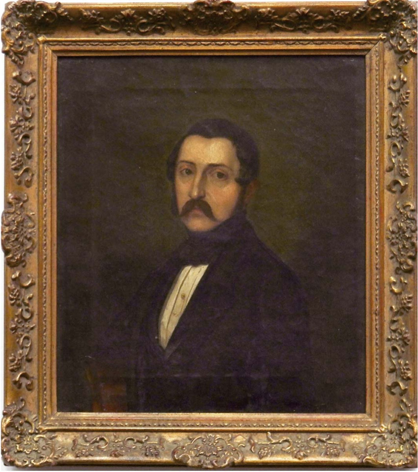 Porträtist 19. Jh. "Porträt eines Herren", Öl/Lw. unsign., 23x20 cm, Rahmen