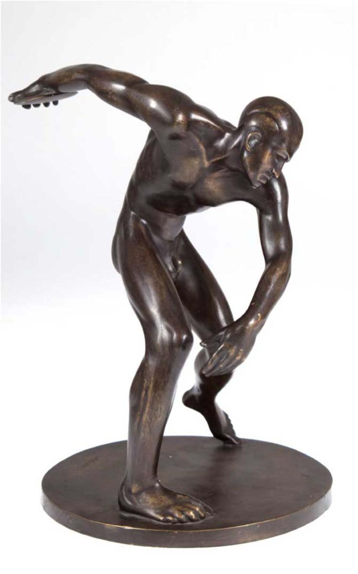 Schaper, Wolfgang (1895-1930) "Diskuswerfer", um 1920, Bronze, braun patiniert, auf demSockel