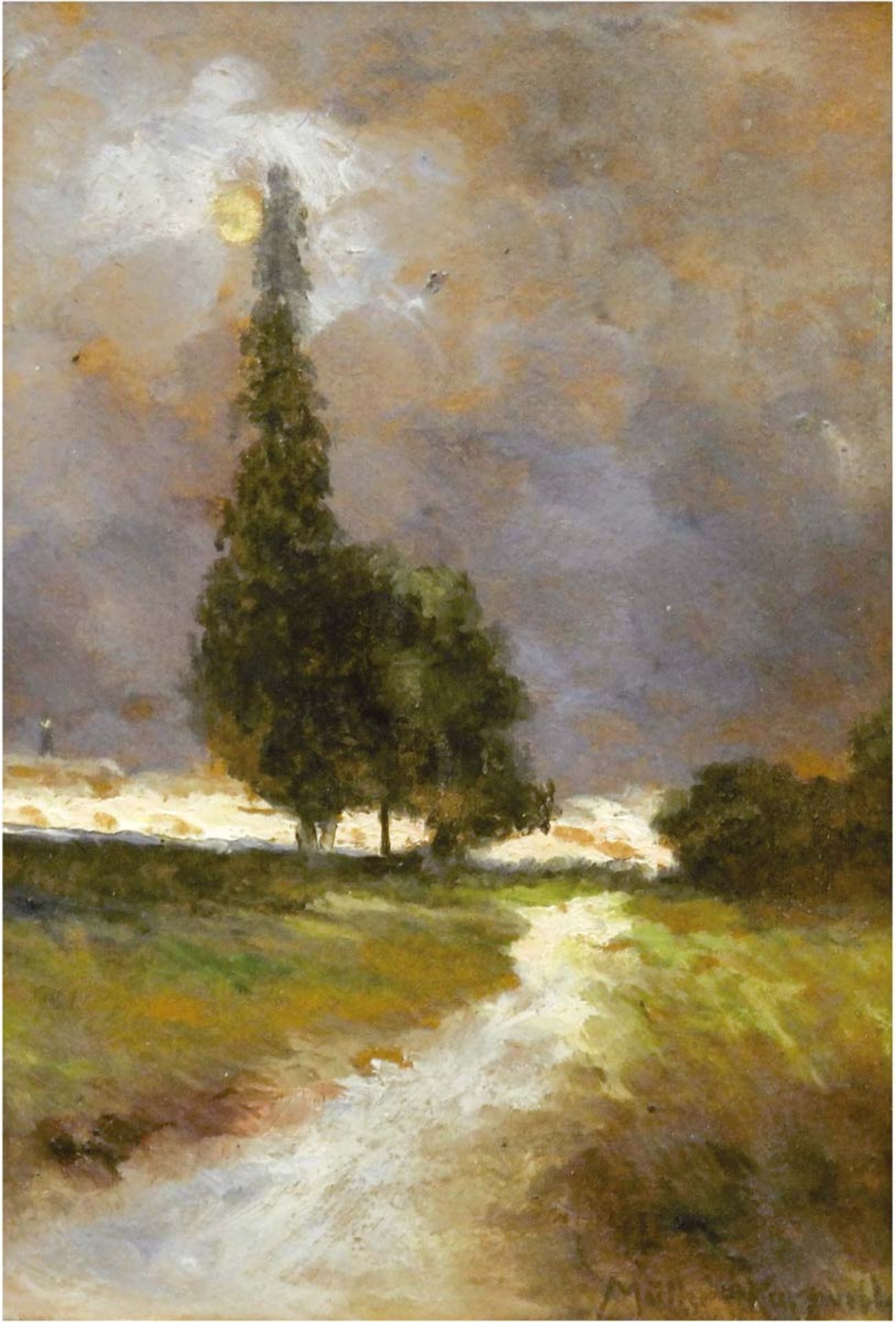 Müller-Kurzwelly, Konrad Alexander (1855 Chemnitz-1914 Berlin) "Abendstimmung", Öl/Mp.,sign. u.r.,