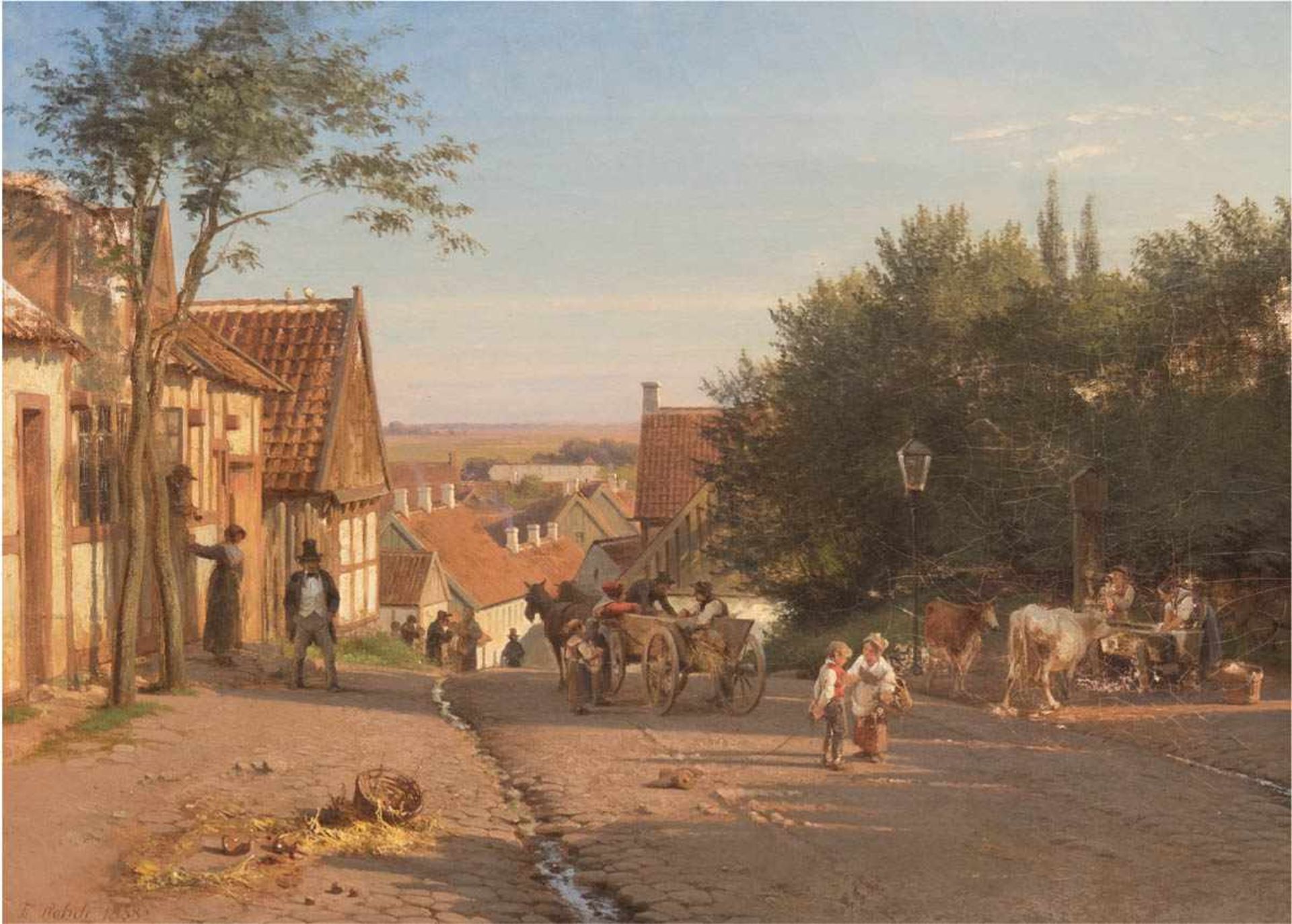 Rohde, Niels Frederik Martin (1816 Kopenhagen-1886 Frederiksberg) "Straßenszene", Öl/Lw.,sign. u.