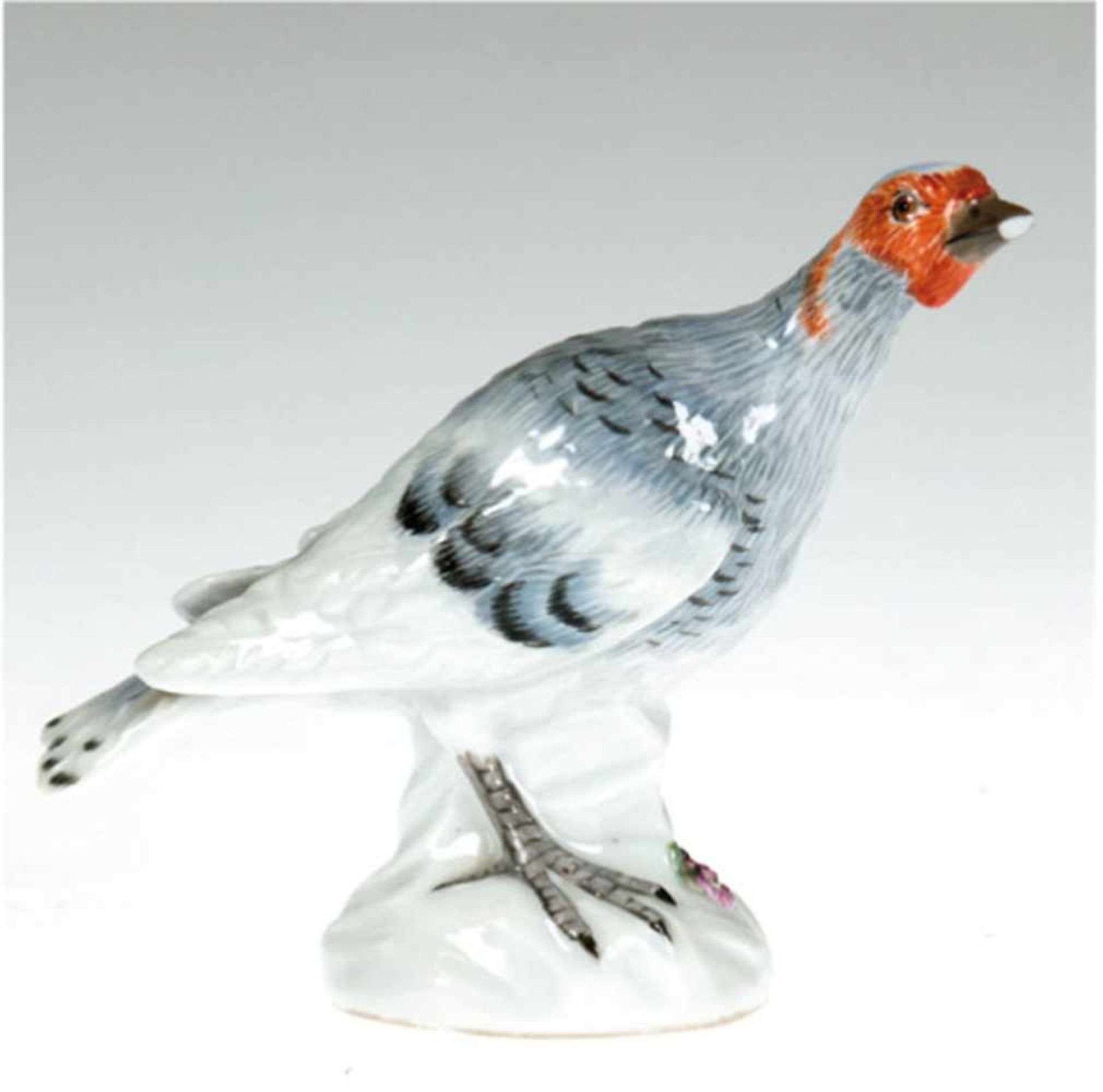 Meissen-Figur "Hühnervogel", polychrome Unterglasurmalerei, 1. Wahl, unterm Schnabel kl.