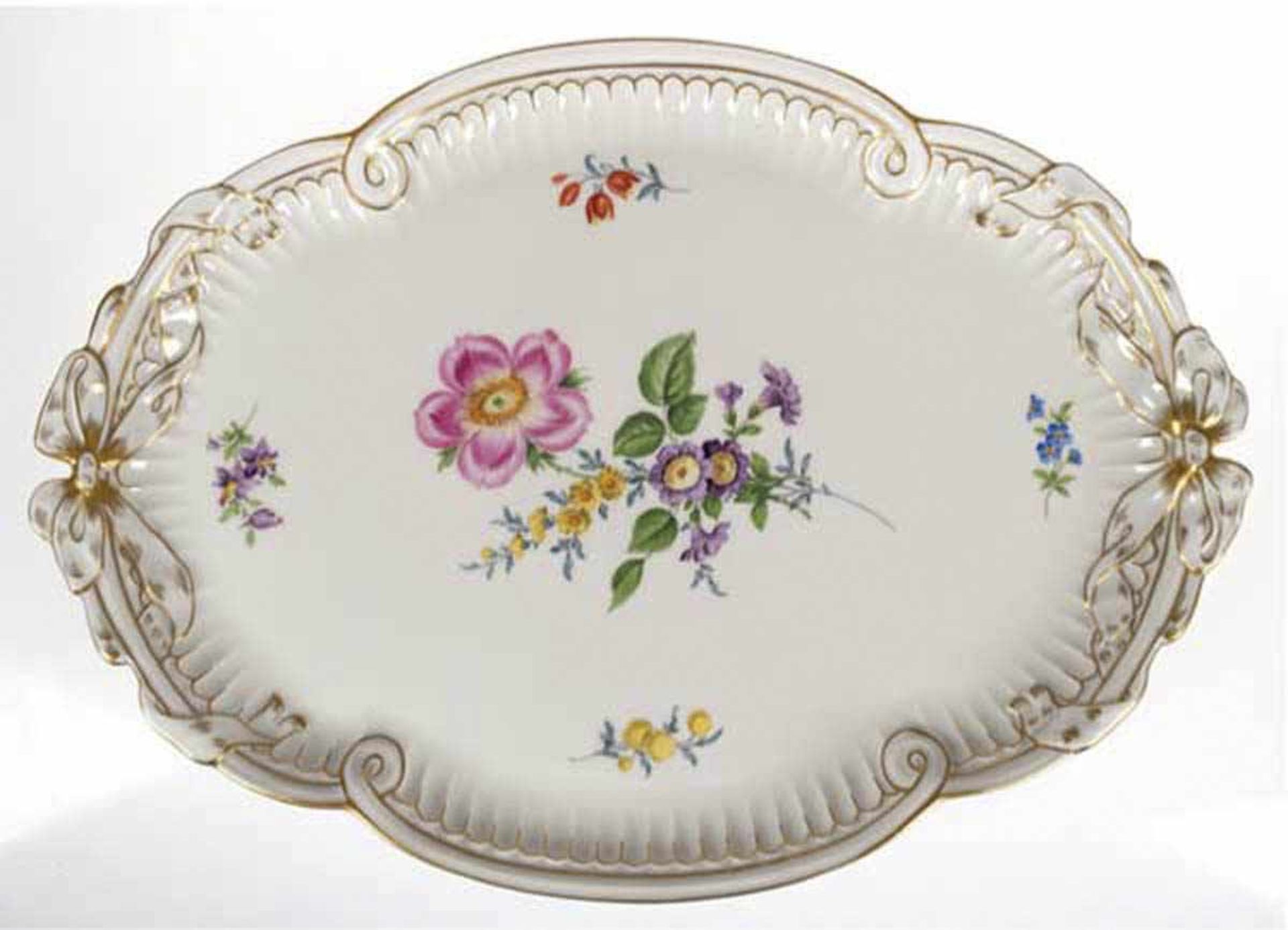 Meisen-Schleifenplatte, Bunte Blume 3, Goldstaffage, 1. Wahl, L. 40 cm