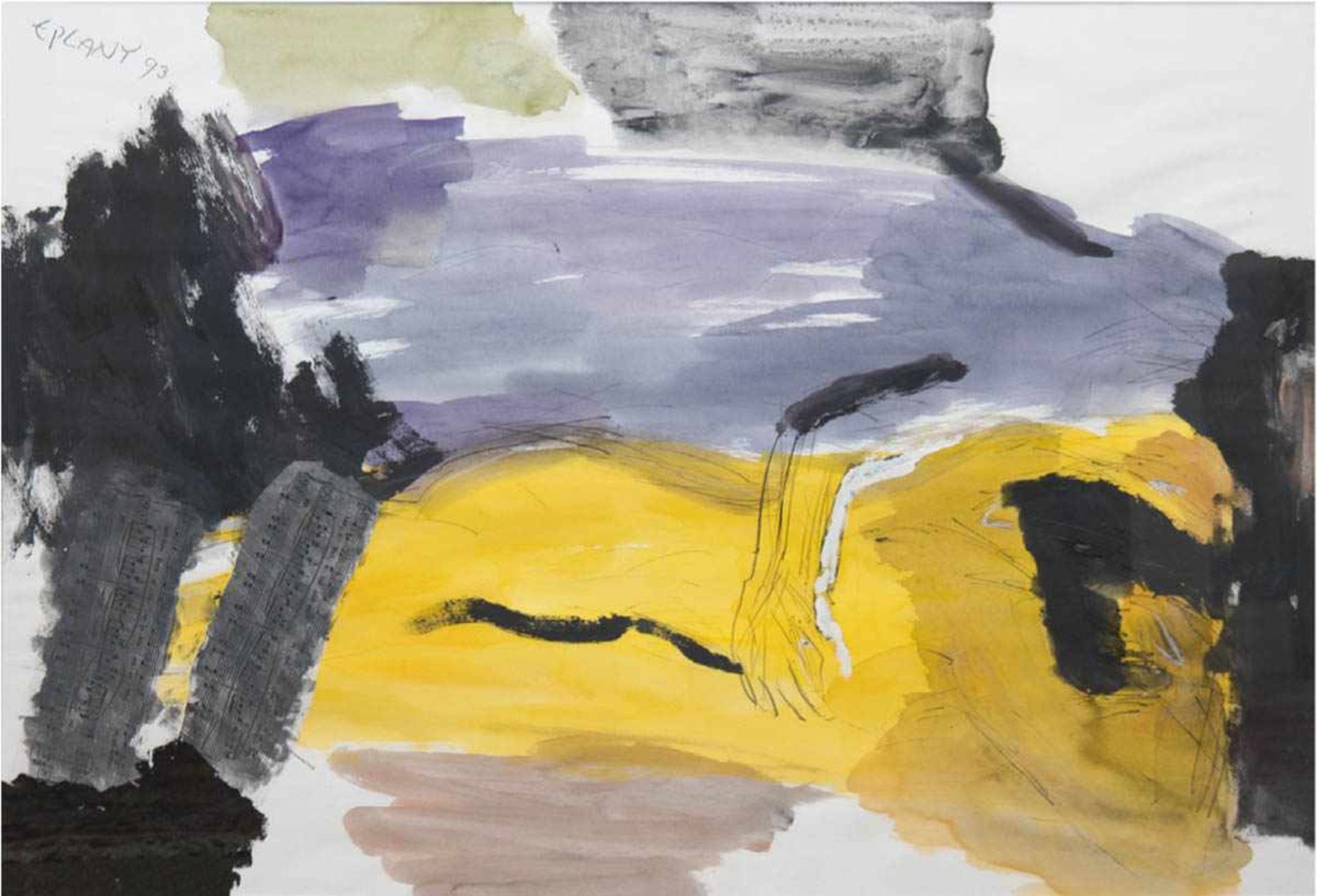 Plany, Egon (1924- 2006) "Laß o Welt, o laß mich sein...", Aquarell, Graphit/Karton,signiert und