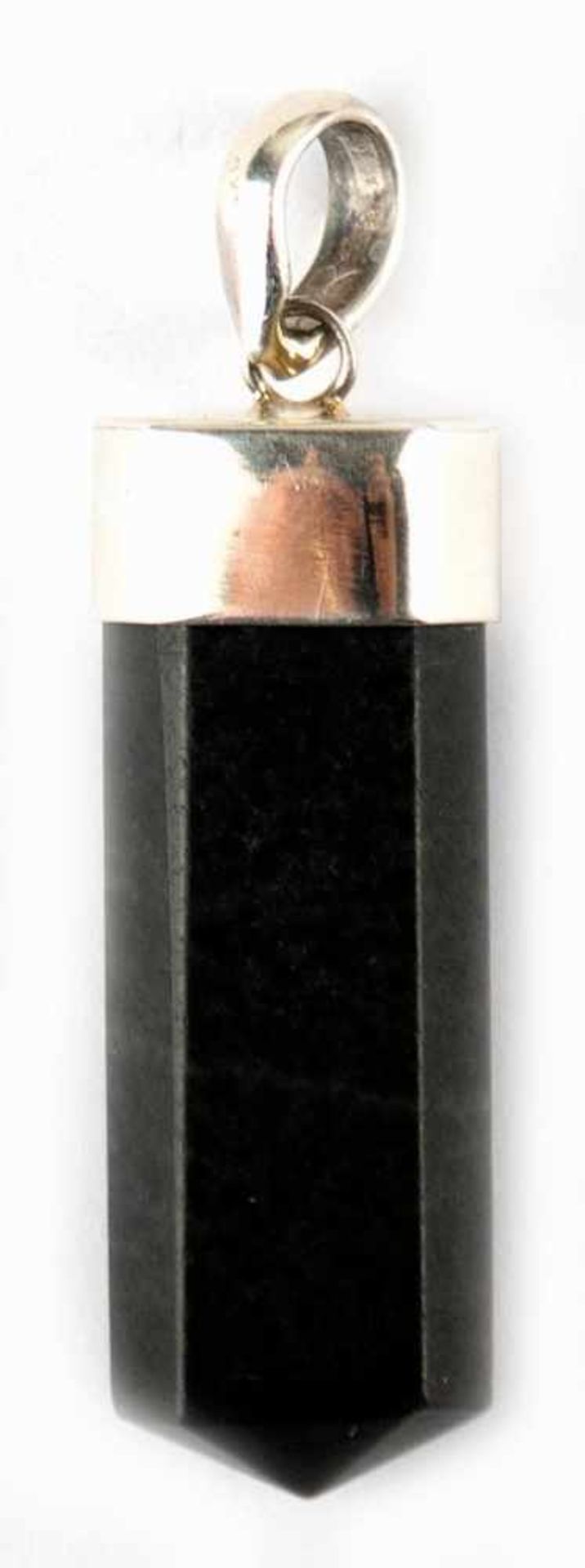 Anhänger, 925er Silber, mit facettiertem, schwarz marmoriertem Schmuckstein, Ges.-L. 4,5cm