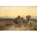 Französischer Maler des 19. Jh. "Karawane in der Wüste", unleserl. sign. u.l., 46,5x64 cm,