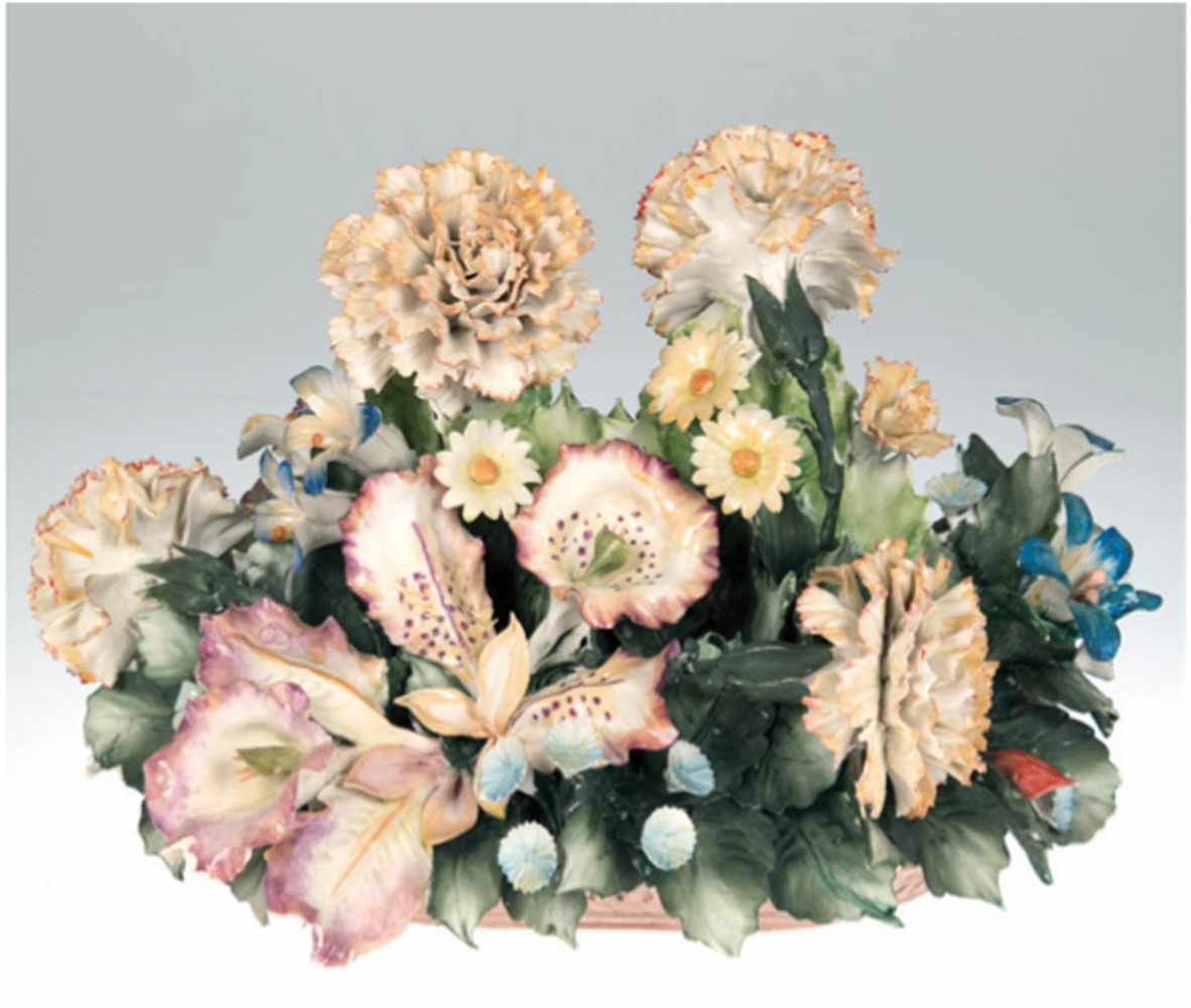 Tischdekoration "Blumenarrangement", Capodimonte Visconti Mollica, aufwendig gearbeitete,