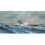 Marinemaler des 19. Jh. "Kapitänsbild - S.M.S. Herakles", Aquarell, unsign., 30x58 cm,hinter Glas im