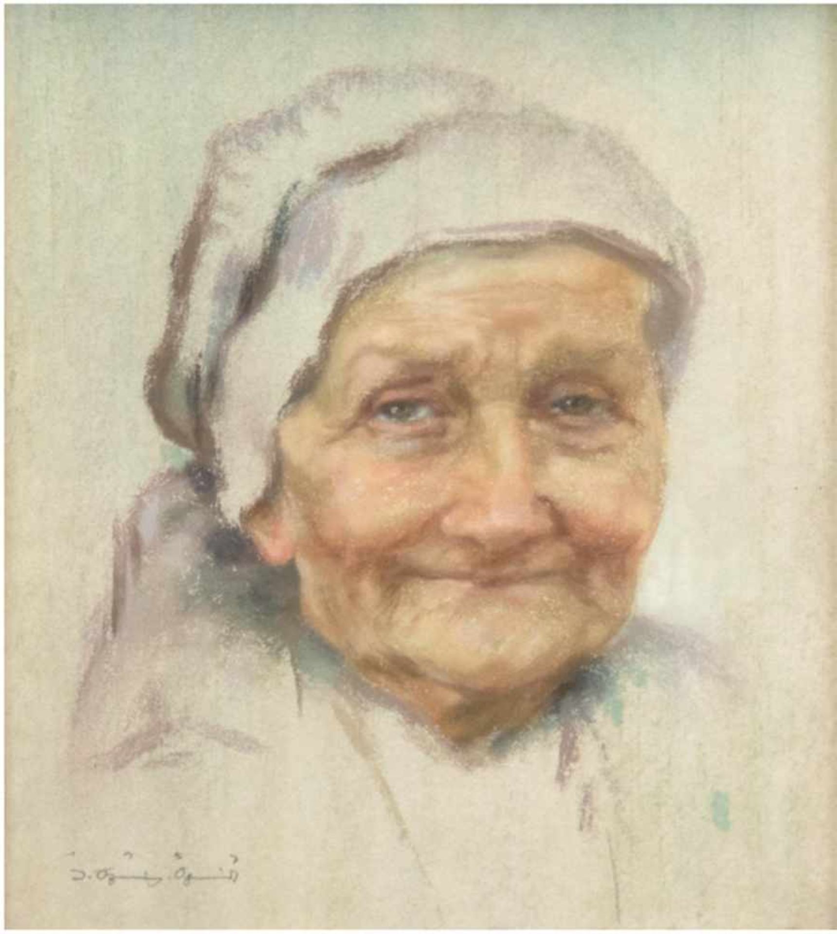 Porträtmaler des 20. Jh. "Bildnis einer alten Frau", Mischtechnik, Farbkreide, undeutl.sign. und