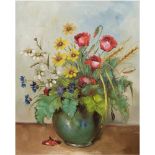 Stillebenmaler 1. H. 20. Jh. "Sommerblumen in der Vase", Öl/Lw., undeutl. sign, u.r.,50x40 cm,