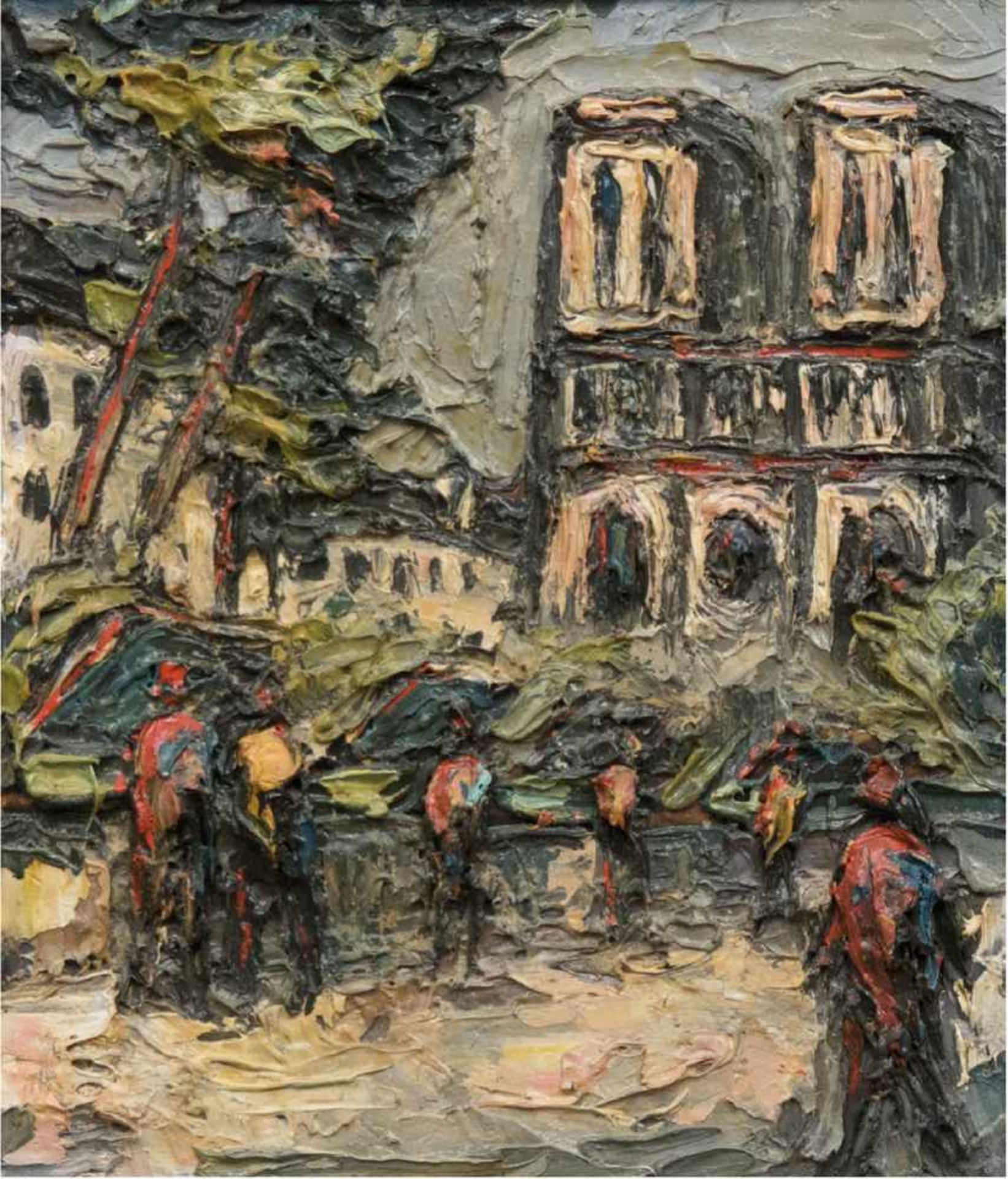 Partos, Paul (1943-2002) "Paris", Öl/Hf., unsign., 40x35 cm, im Passepartout und Rahmen- - -23.