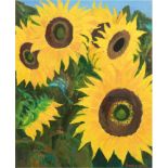 Gundermann "Sonnenblumen", Öl/Hf., sign. u.r., 42,5x,34 cm, Rahmen- - -23.80 % buyer's premium on