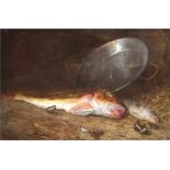Bourel, Aristide (19. Jh.) "Stilleben mit Fischen", Öl/Lw., sign. u.l., 2 Hinterlegungen,59x78,5 cm,