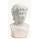 Büste "David", um 1960, Porzellan, weiß, craquelliert, wetterfest, H. 35,5 cm- - -23.80 % buyer's