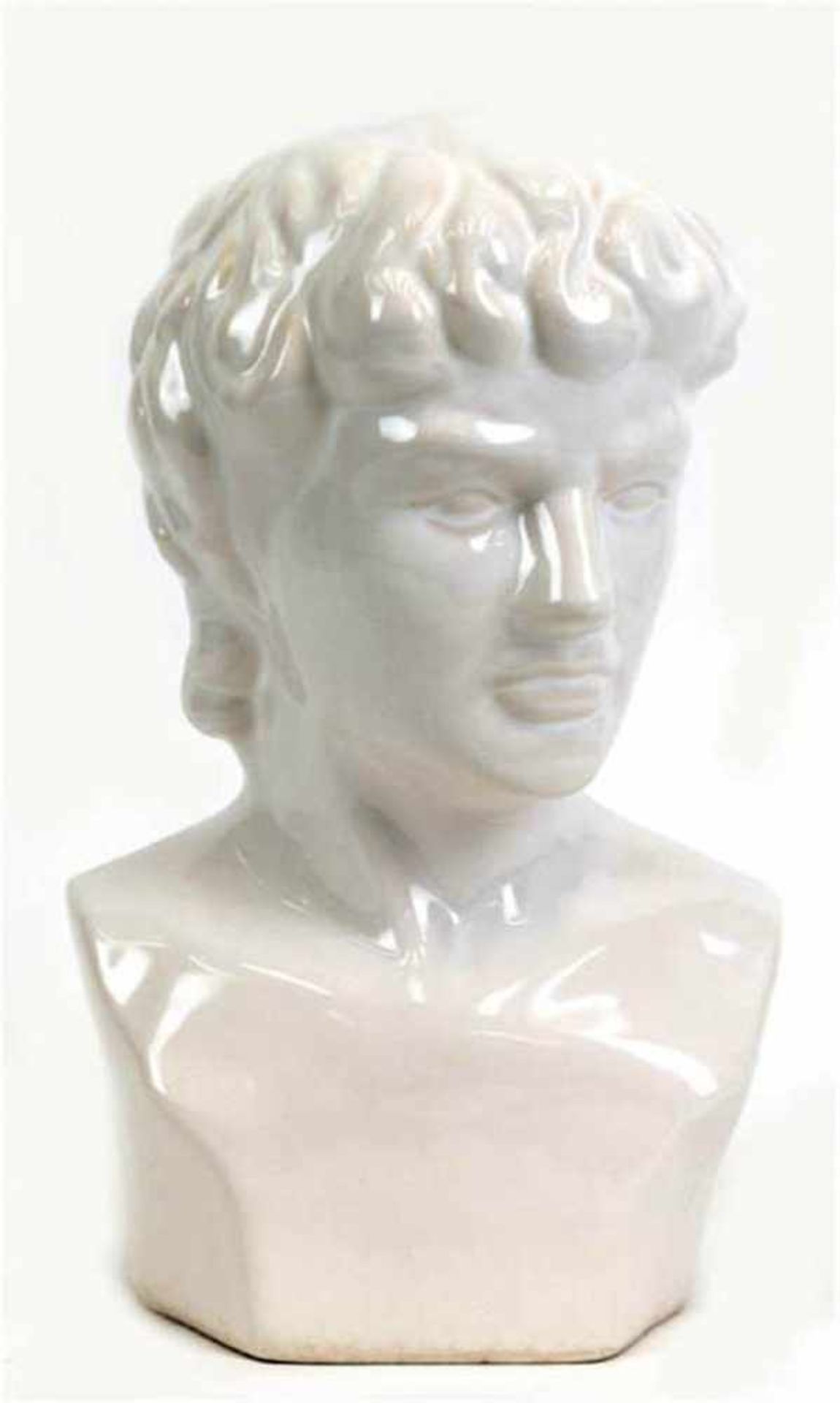 Büste "David", um 1960, Porzellan, weiß, craquelliert, wetterfest, H. 35,5 cm- - -23.80 % buyer's