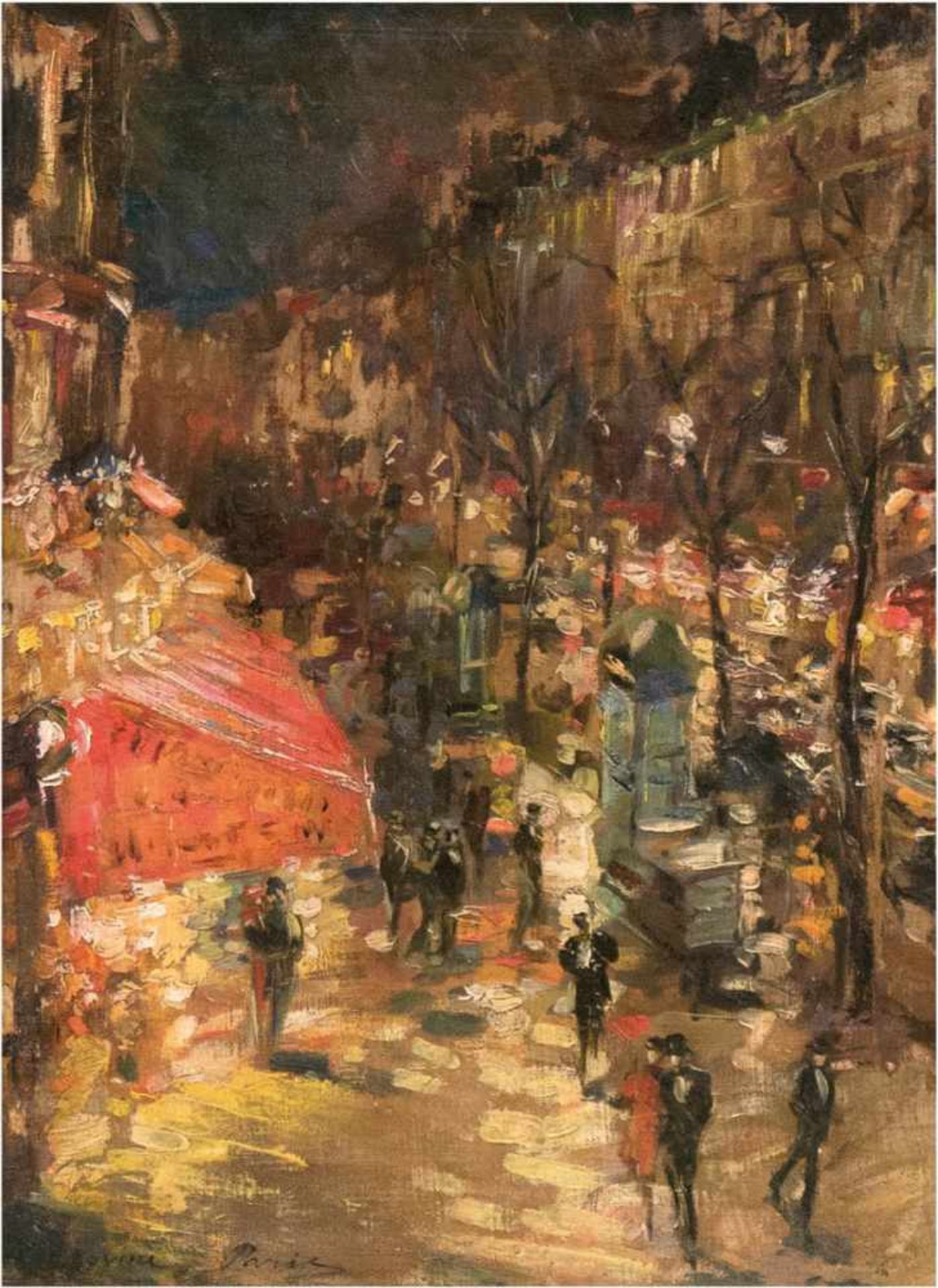 Korovine, Alexis Guy (1928-) zugeschrieben "Belebter Boulevard in Paris", Öl/Hp., signiertu.l. und