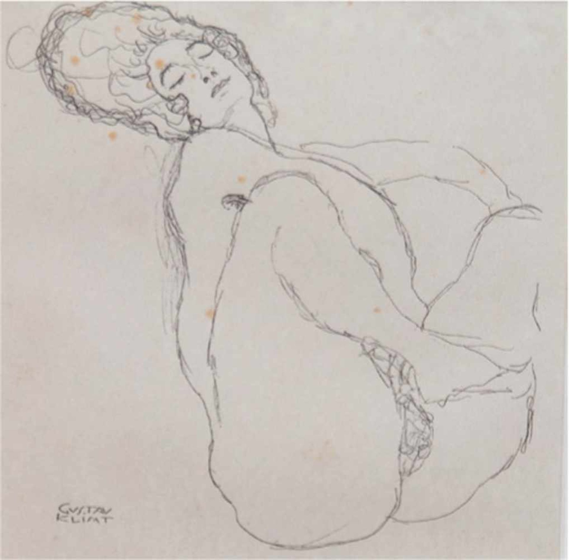 Klimt, Gustav (1862-1919) "Sitzender Akt mit hoher Frisur", Heliogravur, 1914,