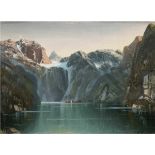 Nordt, M. (20. Jh.) "Fjordlandschaft", Öl/Mp., signiert u.r., kl. Farbabpl. am Rand, 20x26cm,