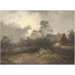Romantiker des 19. Jh. "Landschaft mit Bauernhaus", Öl/Lw./Holz, unsign., 20x27 cm, Rahmen- - -23.80