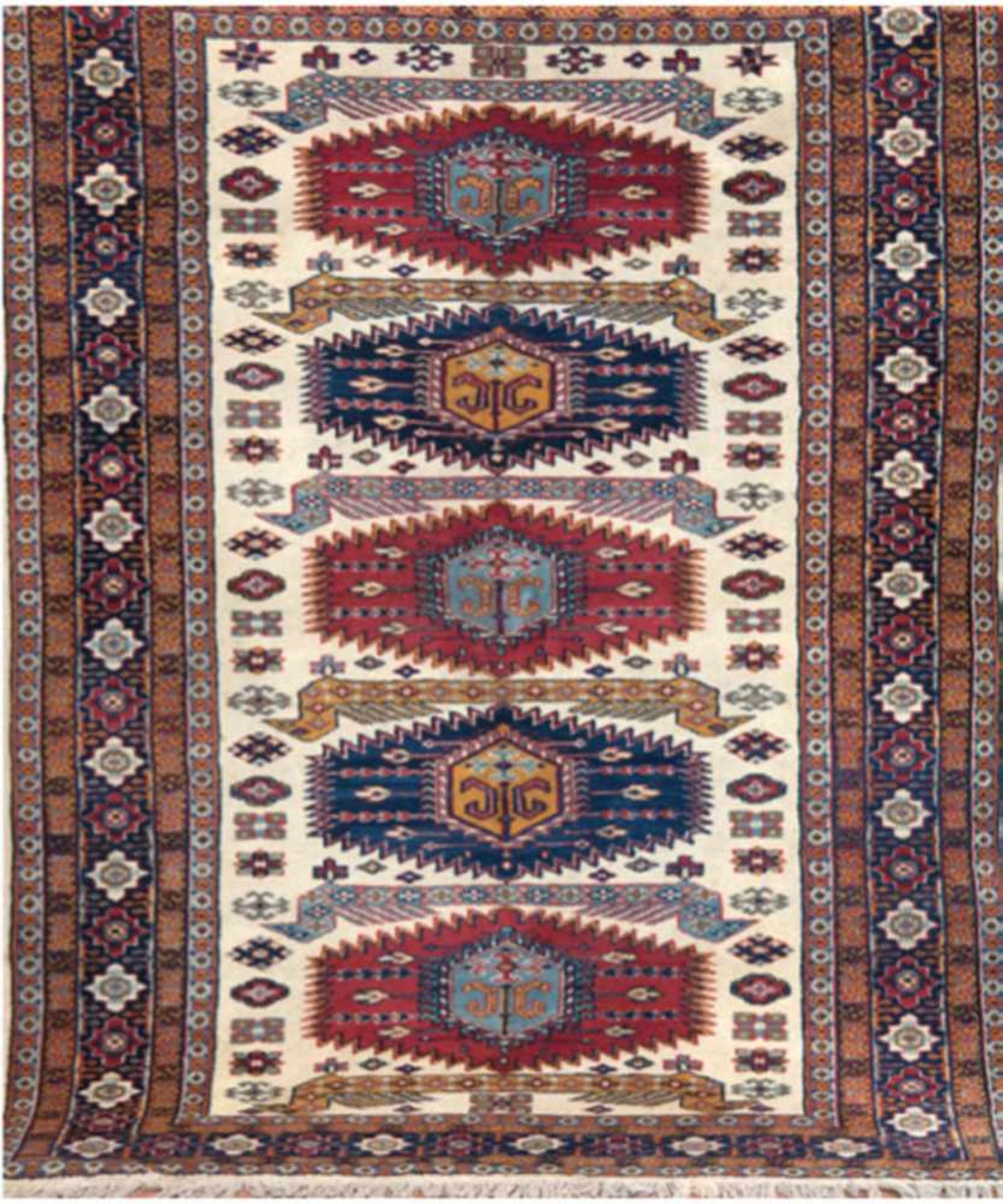 Lahore, dunkelgrundig, mit zentralem Muster, leicht fleckig, 178x127 cm- - -23.80 % buyer's