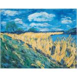 "Getreidefeld am See", Öl/Hf., unsign., 50x60 cm- - -23.80 % buyer's premium on the hammer price,