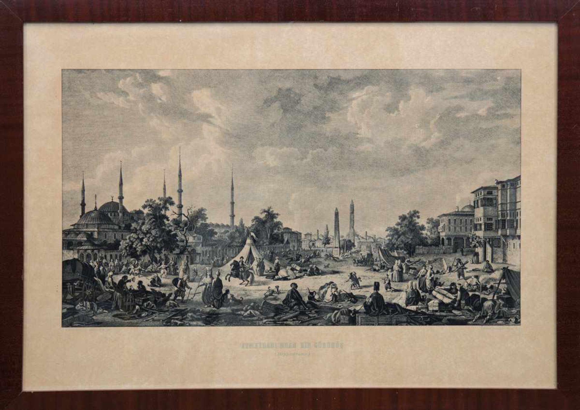 Jean Baptiste Hilair (1753-1822) "Istanbul-Ansicht des Platzes At-Meydan", Stich, bez.u.r. "Tifdruck